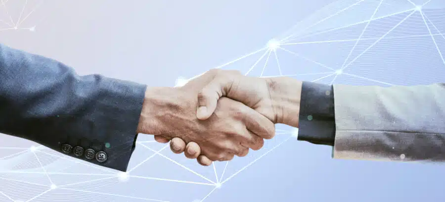 Partnership handshake innovation corporate business concept